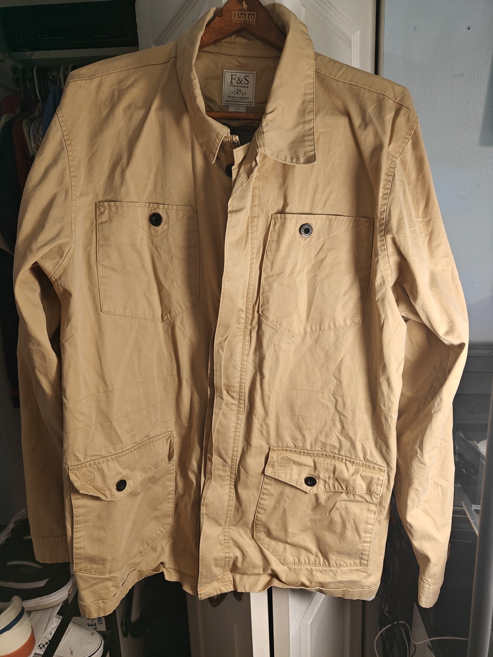 Field & Stream Tan 100% Cotton Military Field Jacket